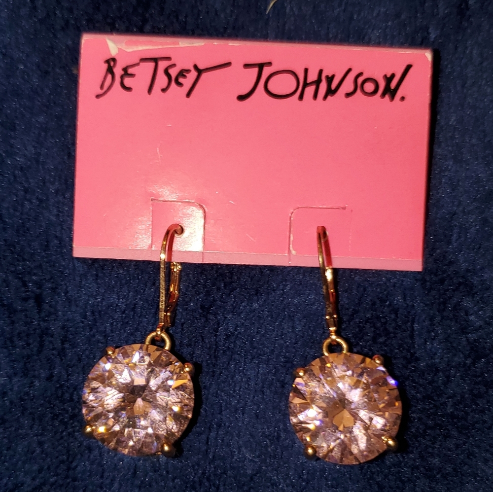 Betsey Johnson Gold and Pink Drop Earrings
